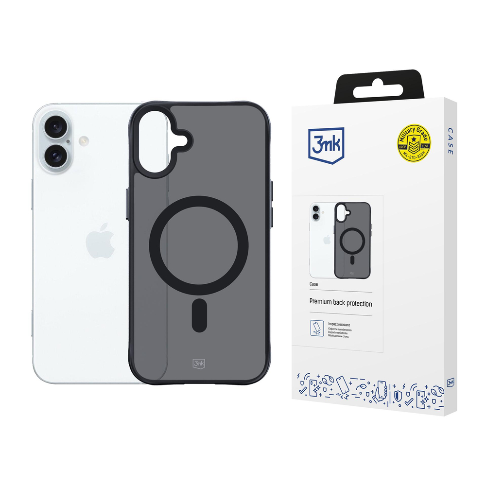 3mk iPhone 16 Plus vāciņš Smoke MagCase ar MagSafe, puscaurspīdīgs