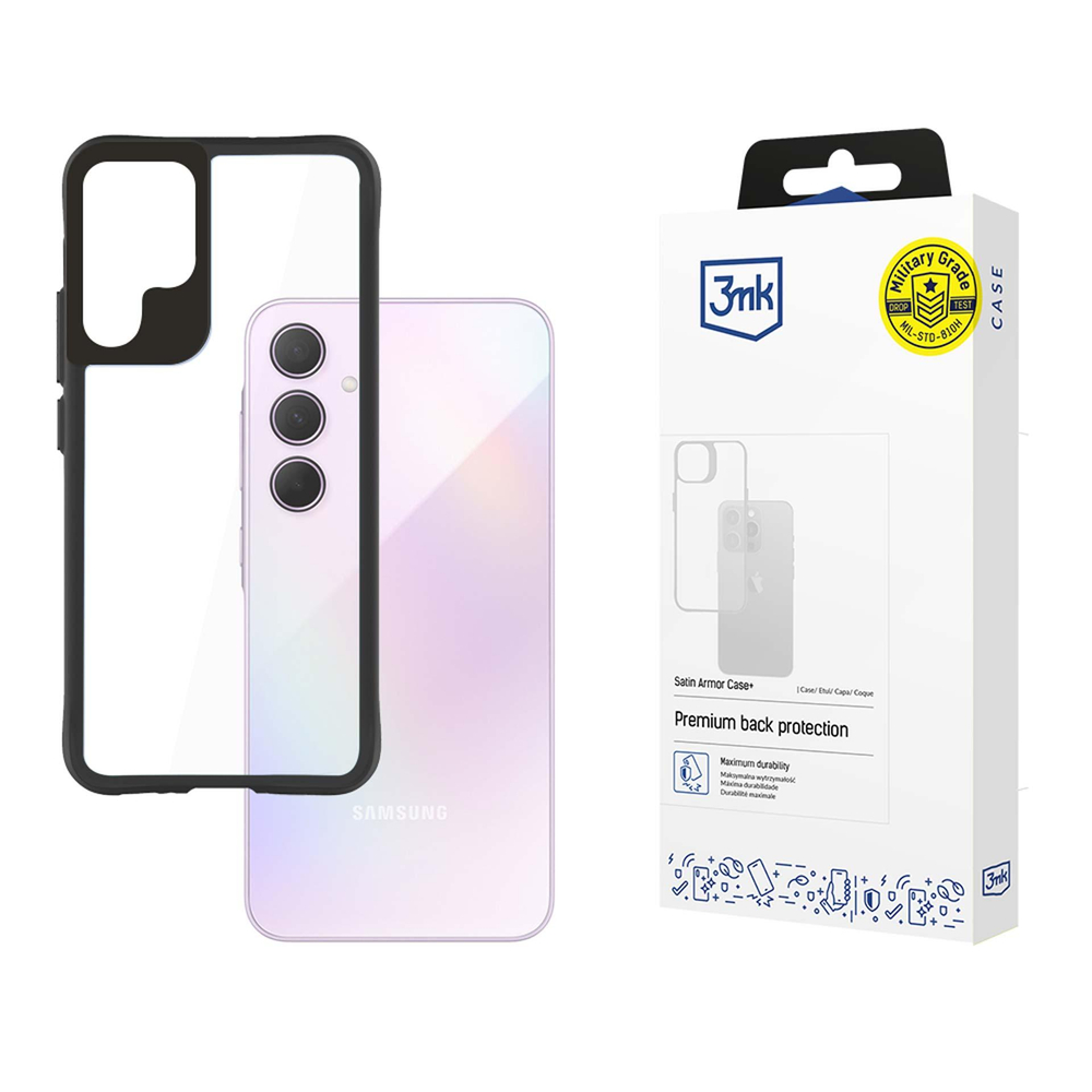 3mk Satin Armor Case+ Samsung Galaxy A35 5G vāciņš, caurspīdīgs ar melnu rāmi