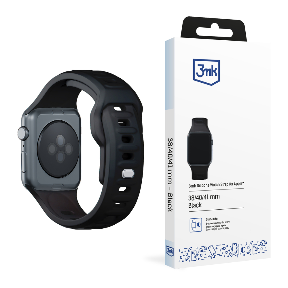 3mk Apple Watch 38 / 40 / 41 mm silikona siksniņa, melna