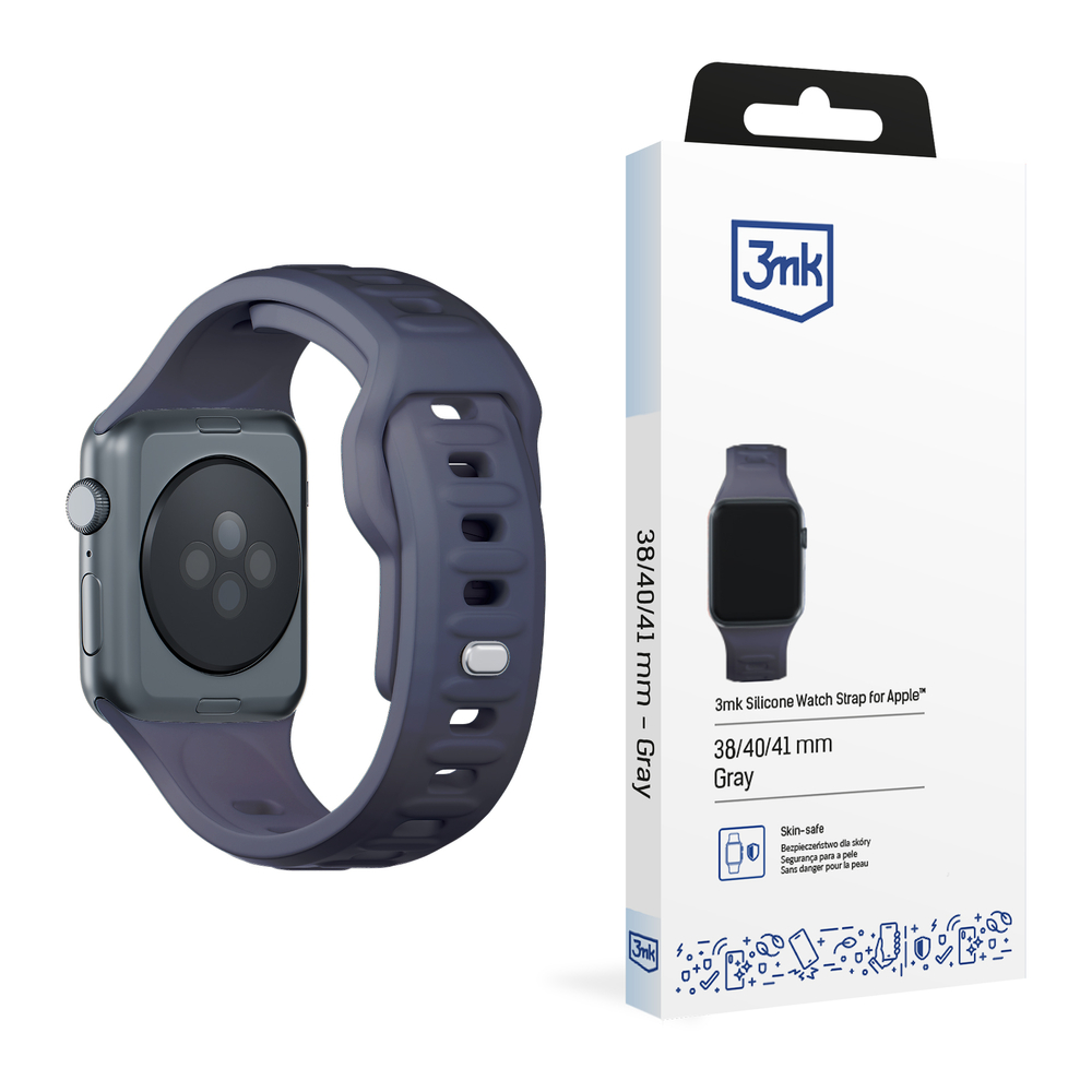 3mk Apple Watch 38 / 40 / 41 mm silikona siksniņa, pelēka