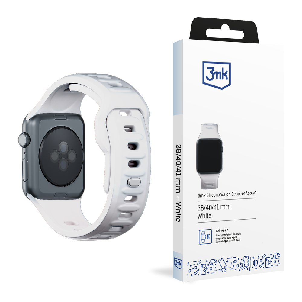 3mk Apple Watch 38 / 40 / 41 mm silikona siksniņa, balta