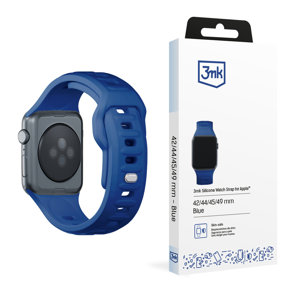 3mk Apple Watch 42 / 44 / 45 / 49 mm silikona siksniņa, zila