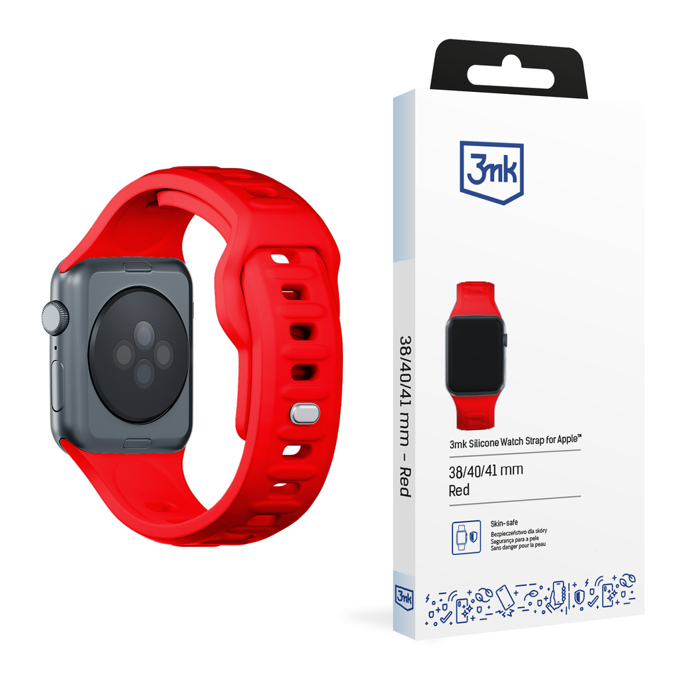3mk Apple Watch 38 / 40 / 41 mm silikona siksniņa, sarkana