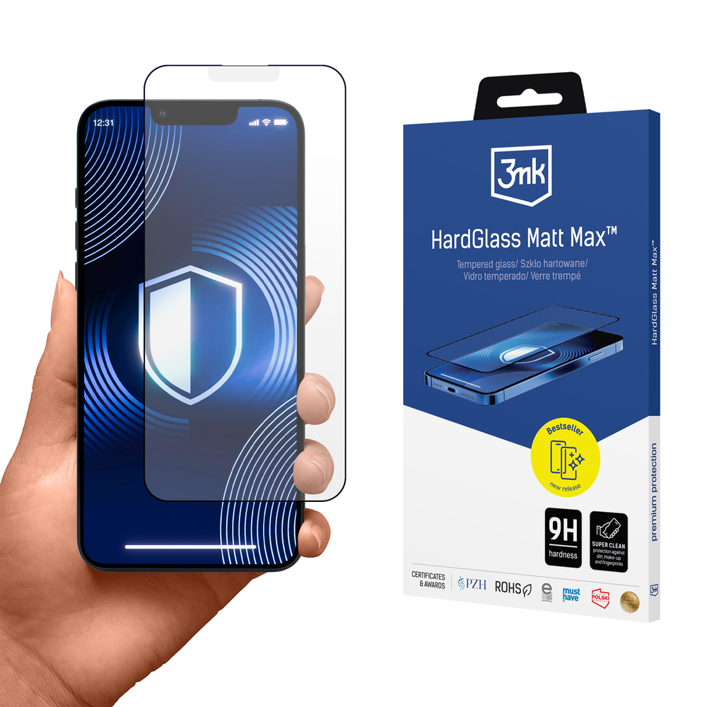 3mk HardGlass Matt Max iPhone 13 / 13 Pro / 14 matēts aizsargstikls