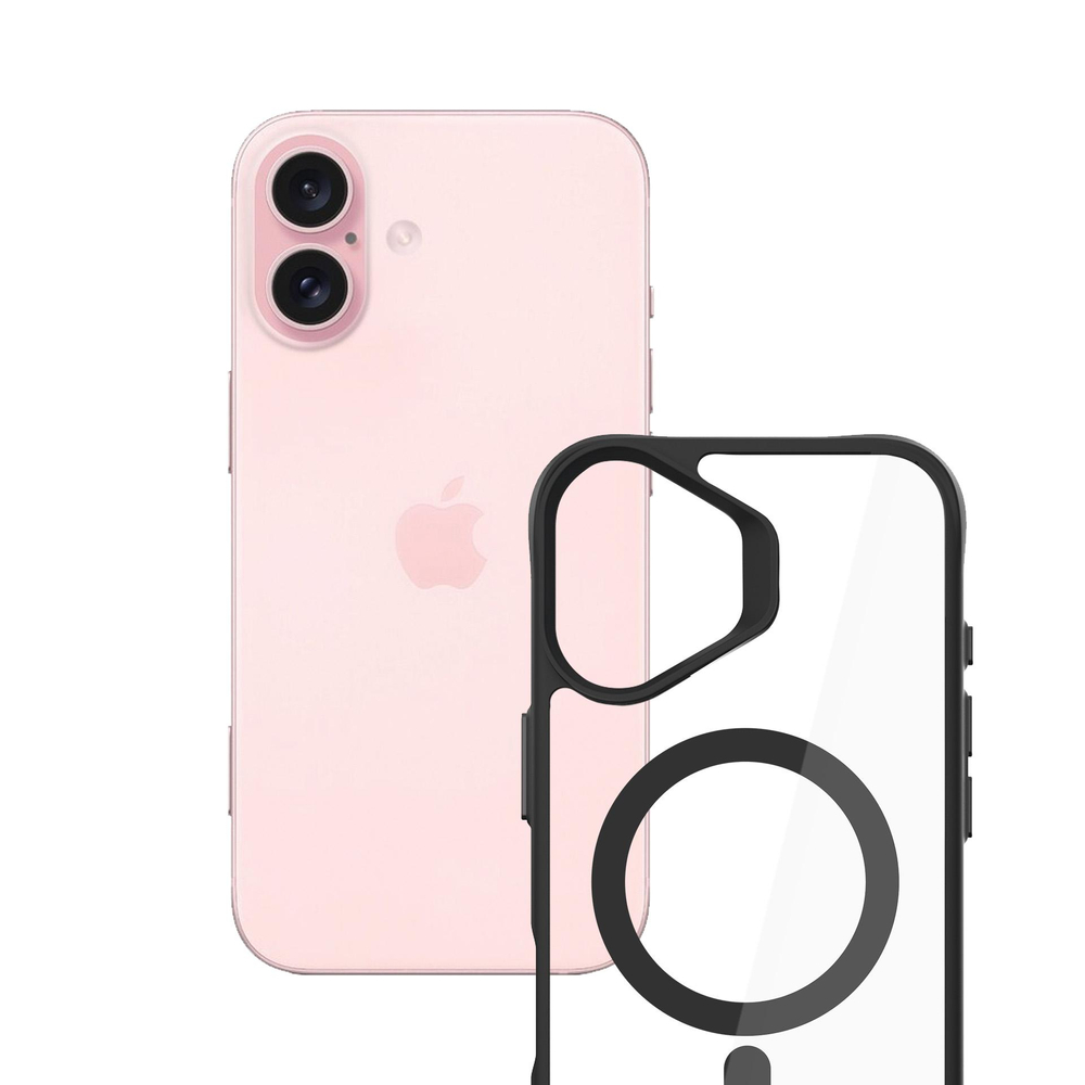 3mk Protection iPhone 16 Plus vāciņš Satin Armor MagCase, caurspīdīgs ar melnu rāmi