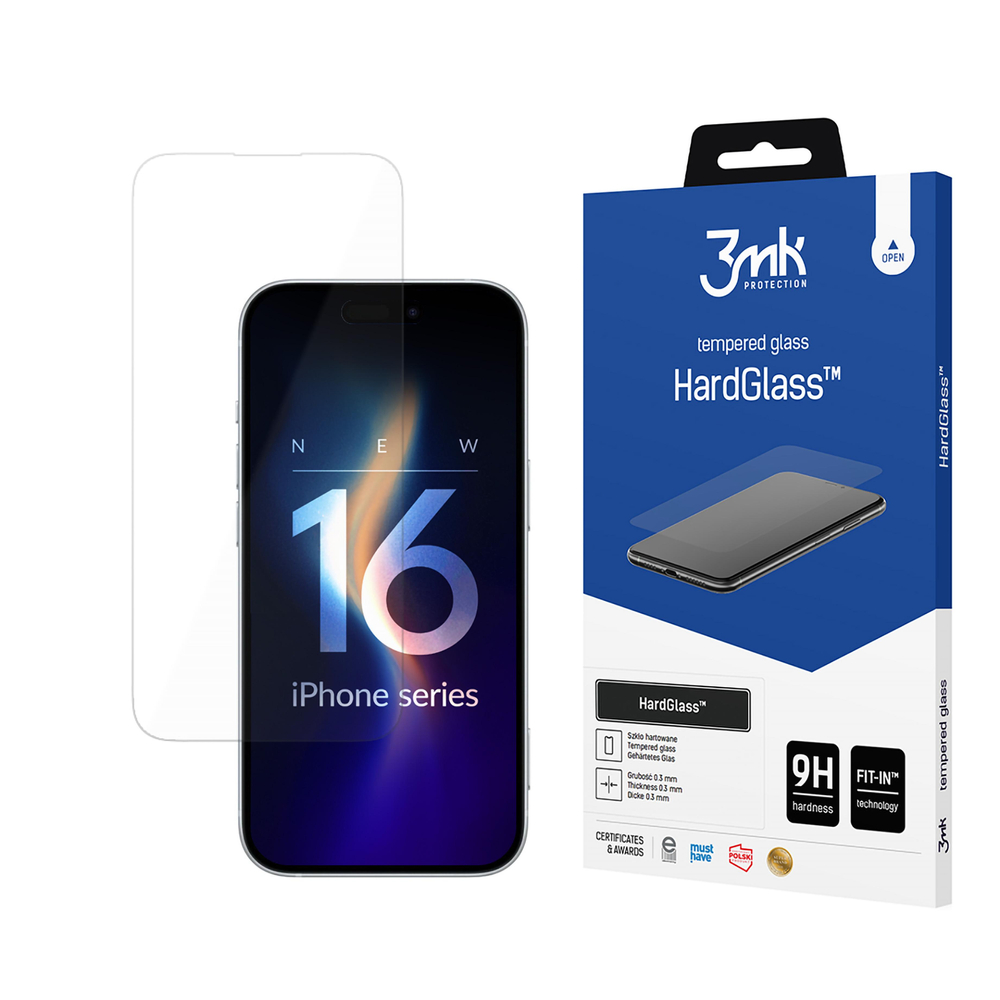 3mk HardGlass rūdītais aizsargstikls iPhone 16 Plus