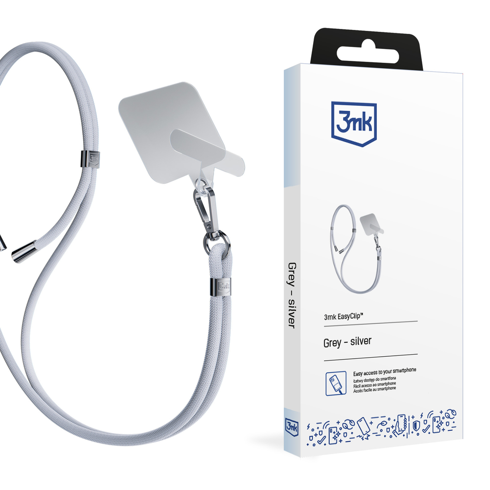 3mk EasyClip viedtālruņa aukla, pelēka