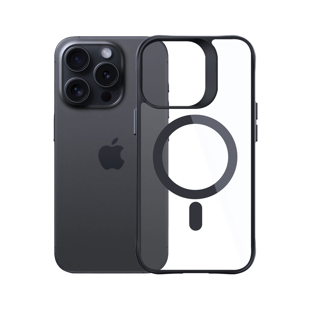 3mk Satin Armor MagCase iPhone 15 Pro Max vāciņš, caurspīdīgs ar melnu rāmi