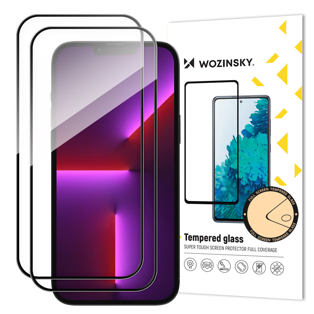 Wozinsky iPhone 15 Pro Max aizsargstikls Full Glue (2 gab.), melns