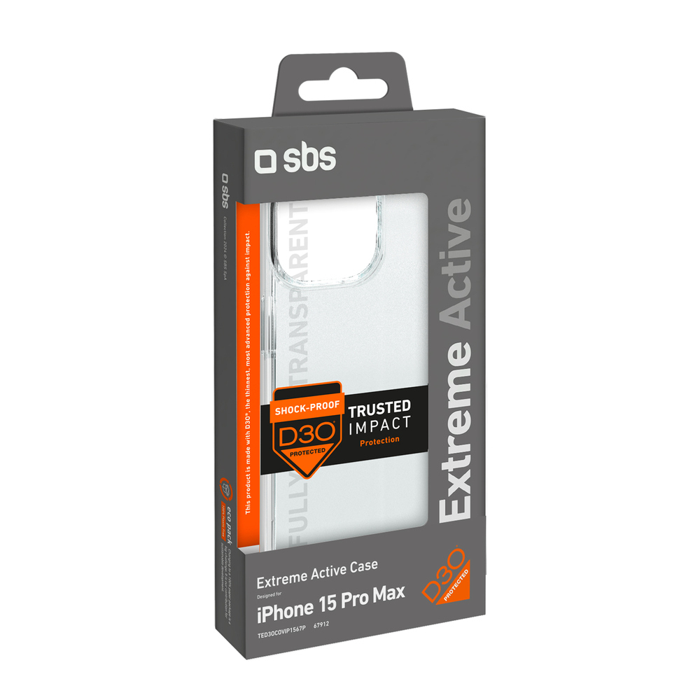 SBS iPhone 15 Pro Max vāciņš D3O, caurspīdīgs
