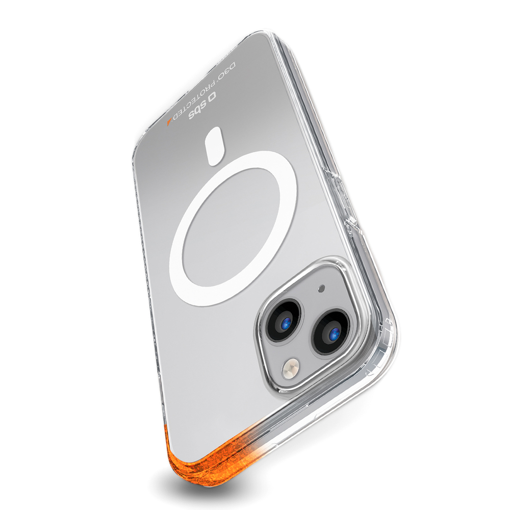 SBS iPhone 14 / 13 vāciņš D3O MagSafe, caurspīdīgs