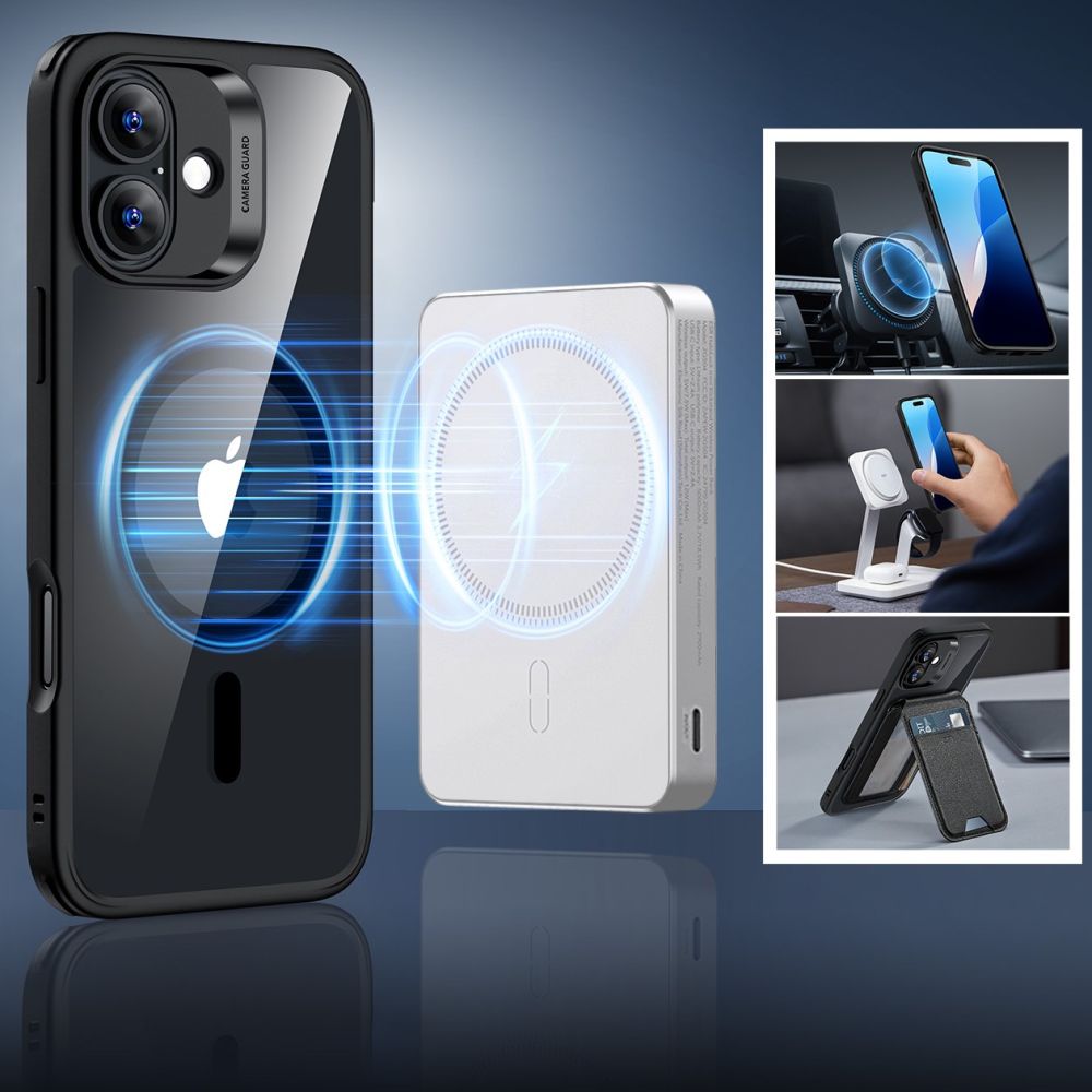 ESR CLASSIC HYBRID HALOLOCK MAGSAFE UN RŪDĪTS STIKLS IPHONE 16 CAURSPĪDĪGS/ MELNS | & TEMPERED GLASS CLEAR/BLACK