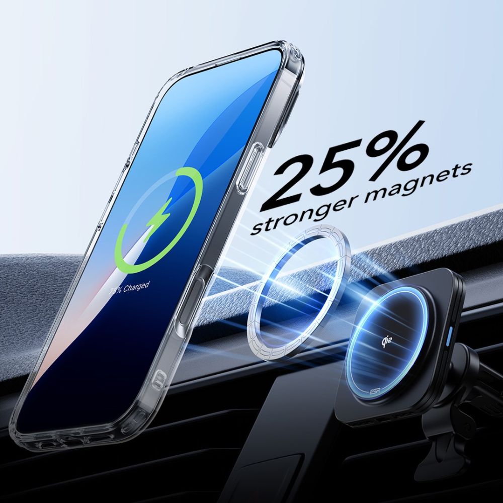 ESR iPhone 16 vāciņš Classic Hybrid Kickstand Halolock MagSafe un stikls, caurspīdīgs