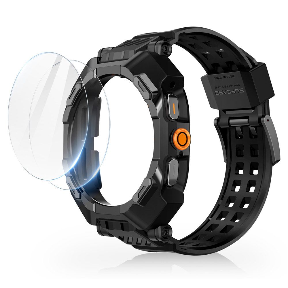 SUPCASE UNICORN BEETLE PRO & RŪDĪTS STIKLS 2-PACK SAMSUNG GALAXY WATCH ULTRA (47 MM) BLACK | TEMPERED GLASS