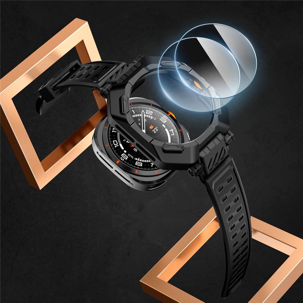 SUPCASE UNICORN BEETLE PRO & RŪDĪTS STIKLS 2-PACK SAMSUNG GALAXY WATCH ULTRA (47 MM) BLACK | TEMPERED GLASS