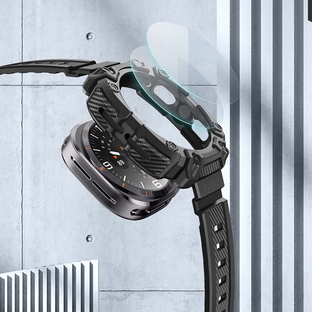 SUPCASE IBLSN ARMORBOX & RŪDĪTS STIKLS 2-PACK SAMSUNG GALAXY WATCH ULTRA (47 MM) BLACK | TEMPERED GLASS