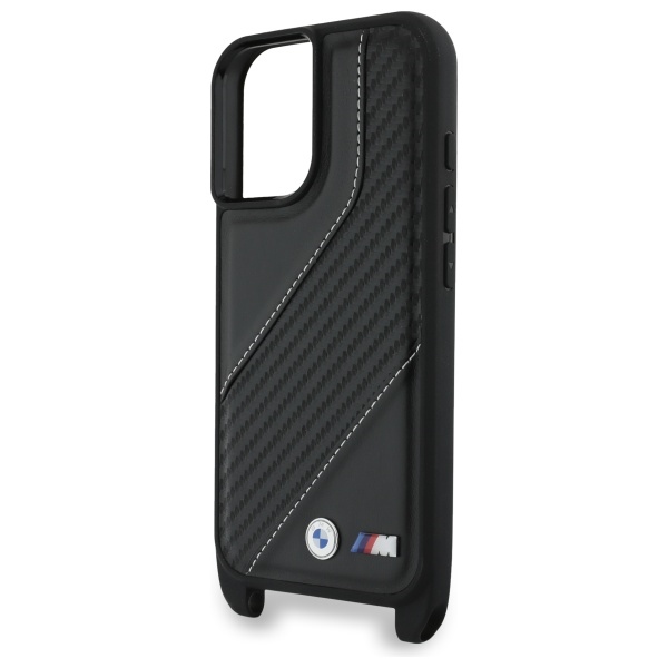 BMW iPhone 16 Plus vāciņš M Edition Carbon Stripe & Strap, melns