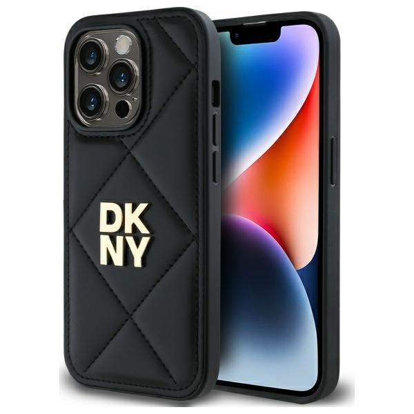 DKNY iPhone 14 Pro vāciņš Quilted Stack Logo, melns