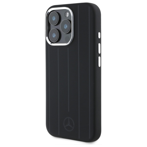 Mercedes iPhone 16 Pro vāciņš Silicone Vertical Tonal Stripes MagSafe, melns