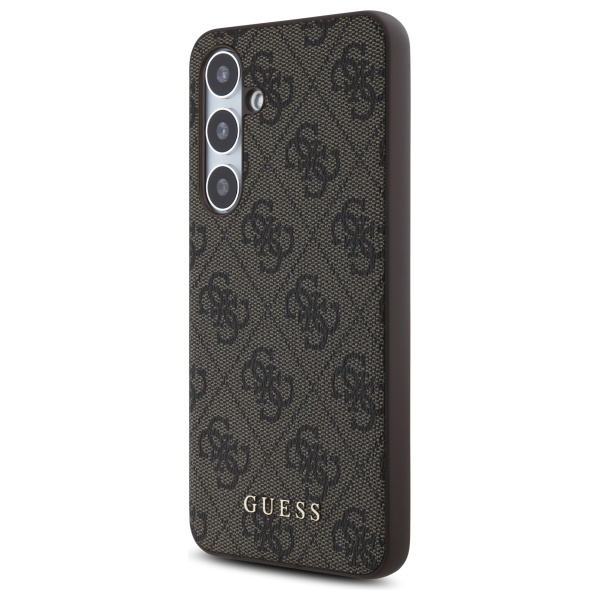 Guess Samsung Galaxy S24 FE vāciņš 4G Metal Gold Logo, brūns