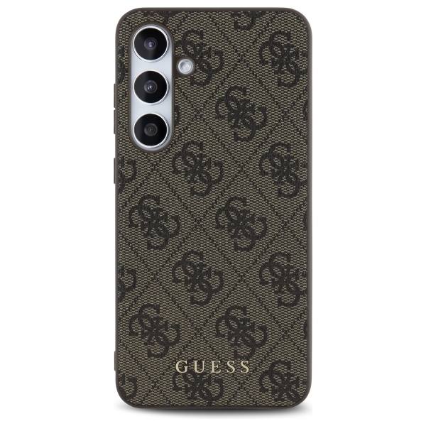 Guess Samsung Galaxy S24 FE vāciņš 4G Metal Gold Logo, brūns