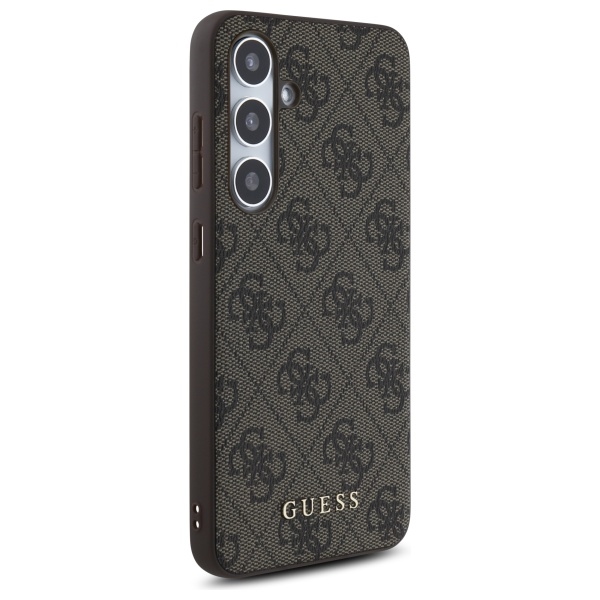 Guess Samsung Galaxy S24 FE vāciņš 4G Metal Gold Logo, brūns