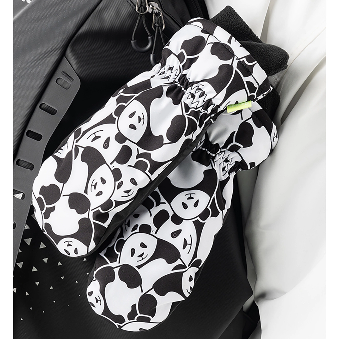 Qunature Panda bērnu slēpošanas cimdi, S izmērs, melni/balti