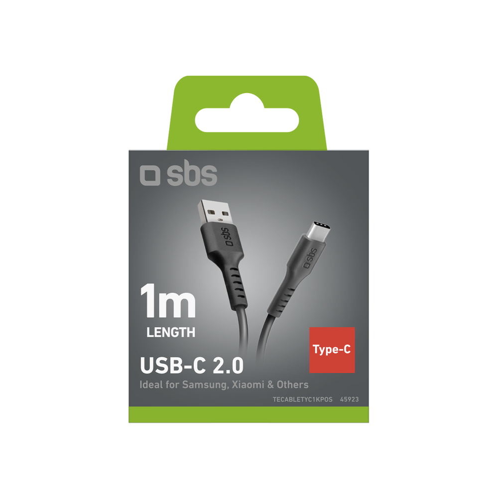 SBS USB-A - USB-C kabelis 1m, melns
