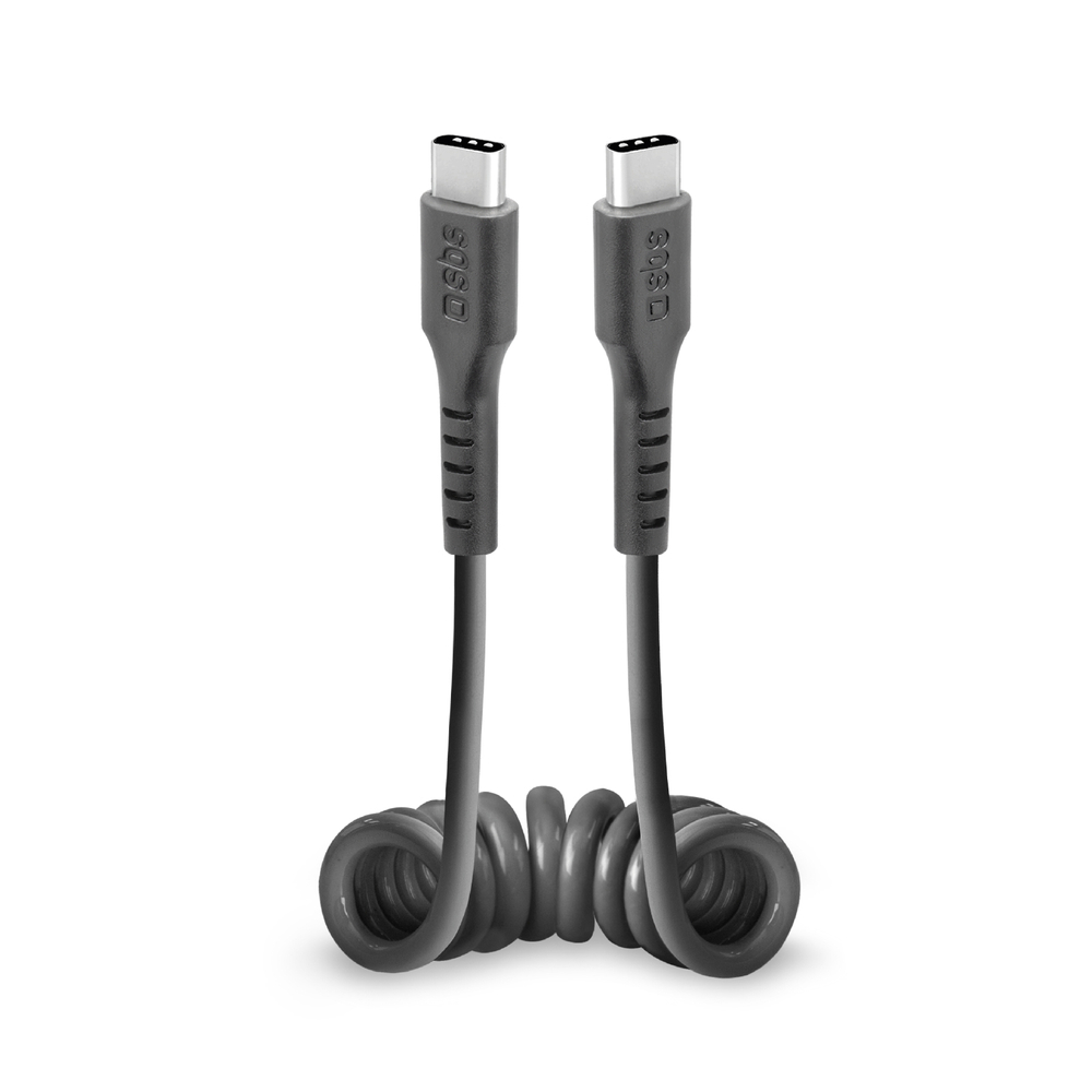 SBS spirālveida USB-C uz USB-C kabelis, 0.5m, melns