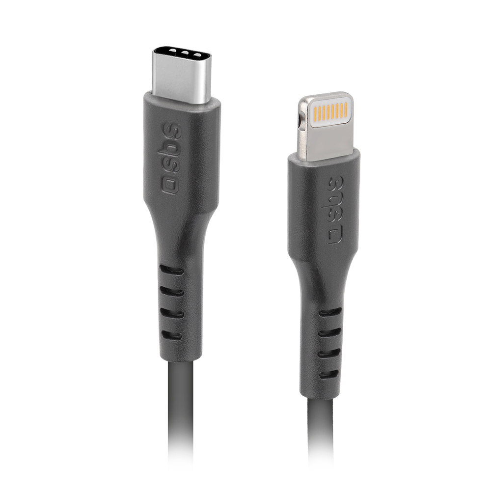 SBS USB-C - Lightning kabelis 1m, melns