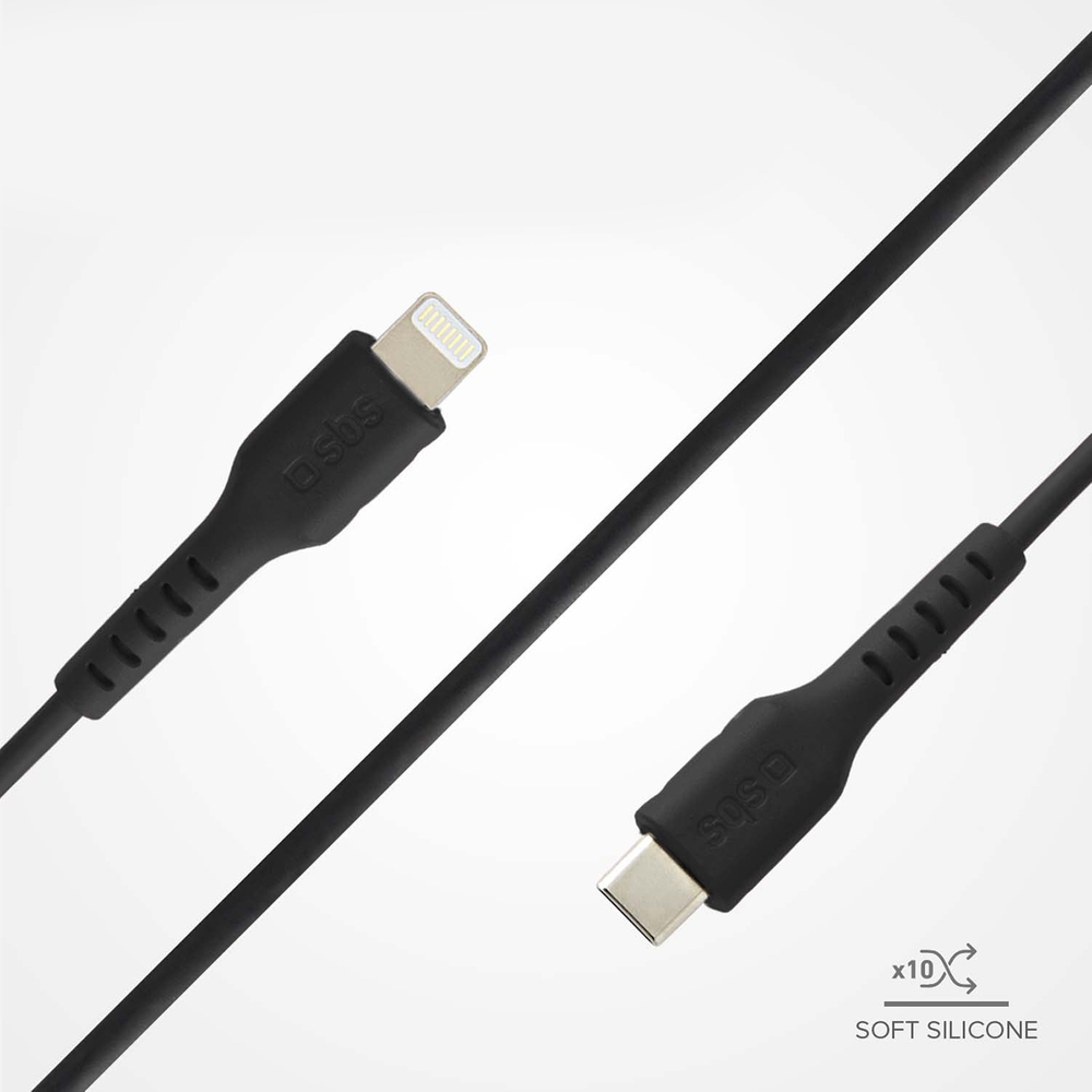 SBS USB-C - Lightning kabelis 1m, melns