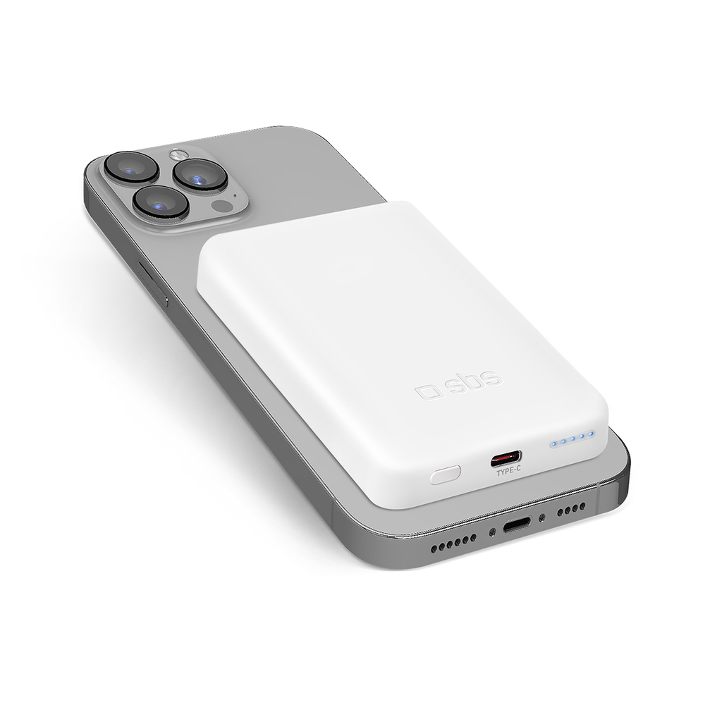 Sbs 5000 mAh ārējais akumulators ar MagSafe atbalstu, balts