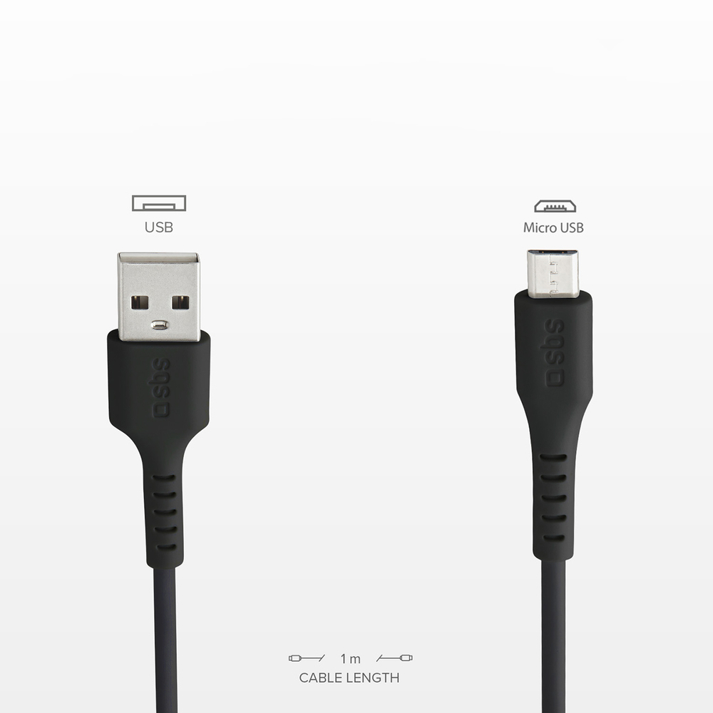 SBS LTHL200 USB-A - Micro-USB kabelis 1m, melns