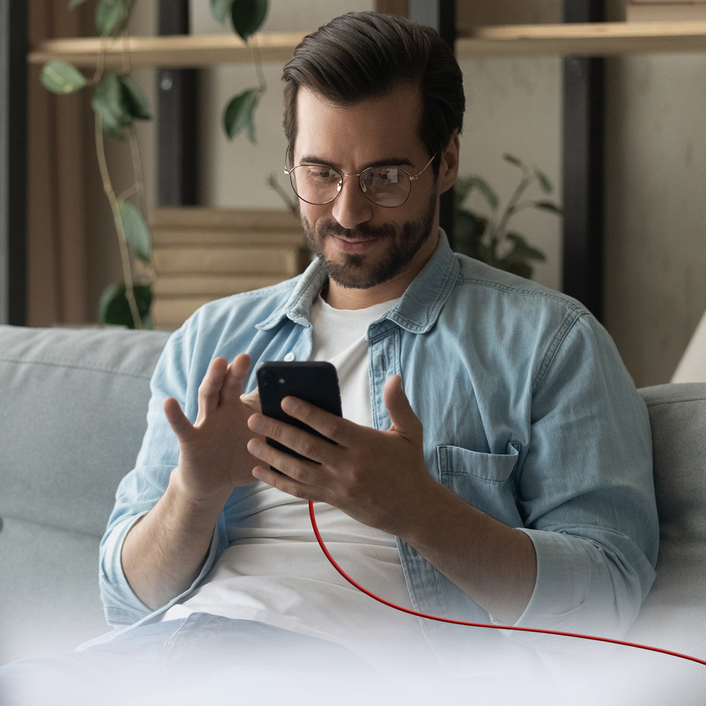 Sbs USB-C uz USB-C kabelis 1.5m 60W ar auduma pinumu, sarkans