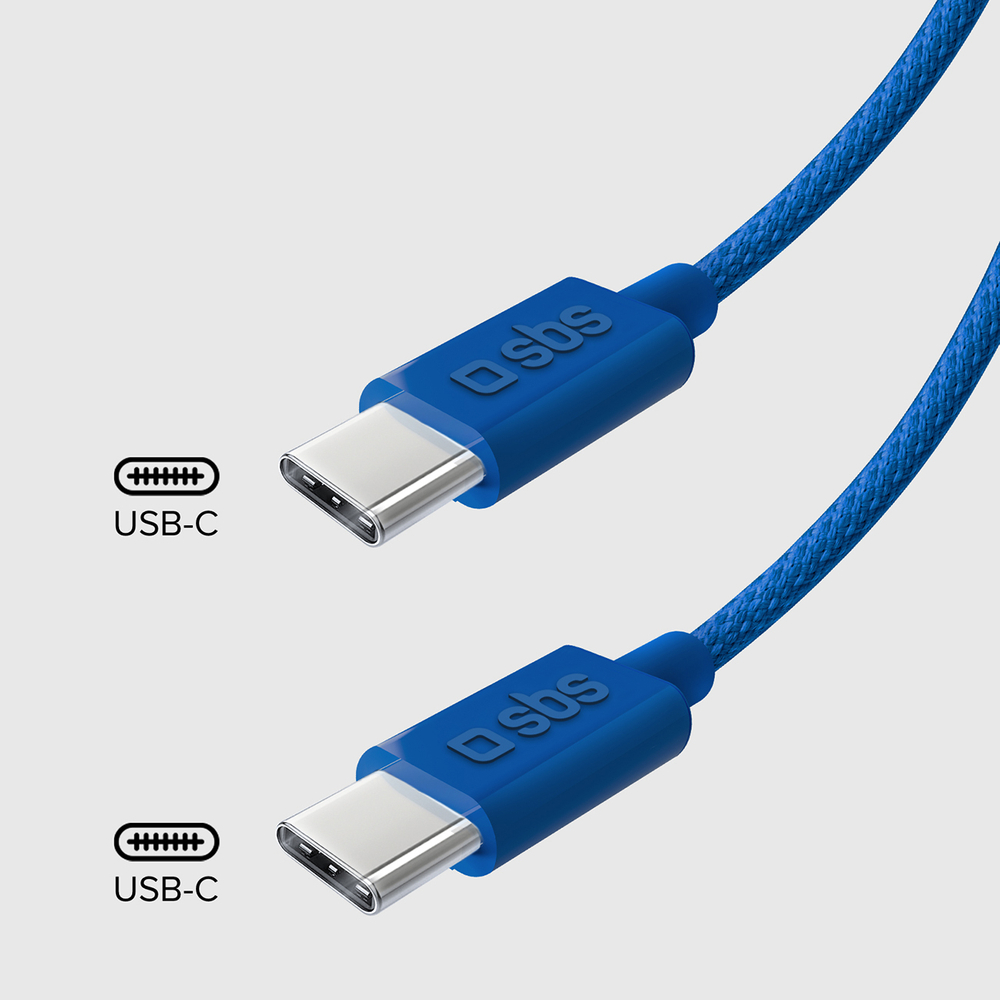 SBS USB-C uz USB-C kabelis 1.5m 60W Power Delivery, zils