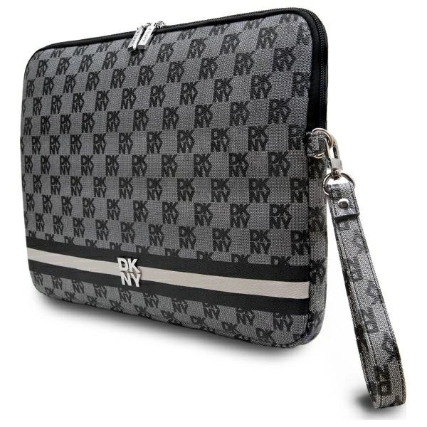 DKNY Checkered Pattern Printed Stripes klēpjdatora maciņš 14\", melns