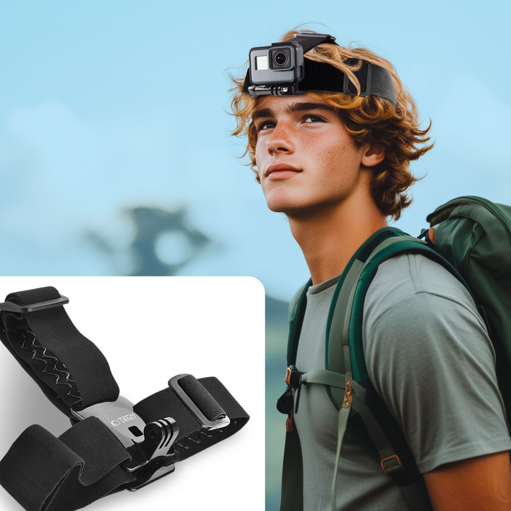 Tech-Protect GA100 galvas stiprinājums GoPro / DJI kamerām, Melns