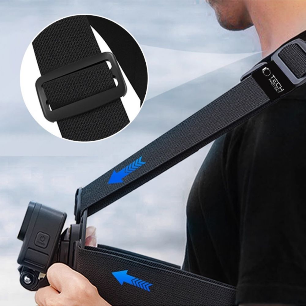 Tech-Protect GA100 krūšu stiprinājums GoPro / DJI, melns