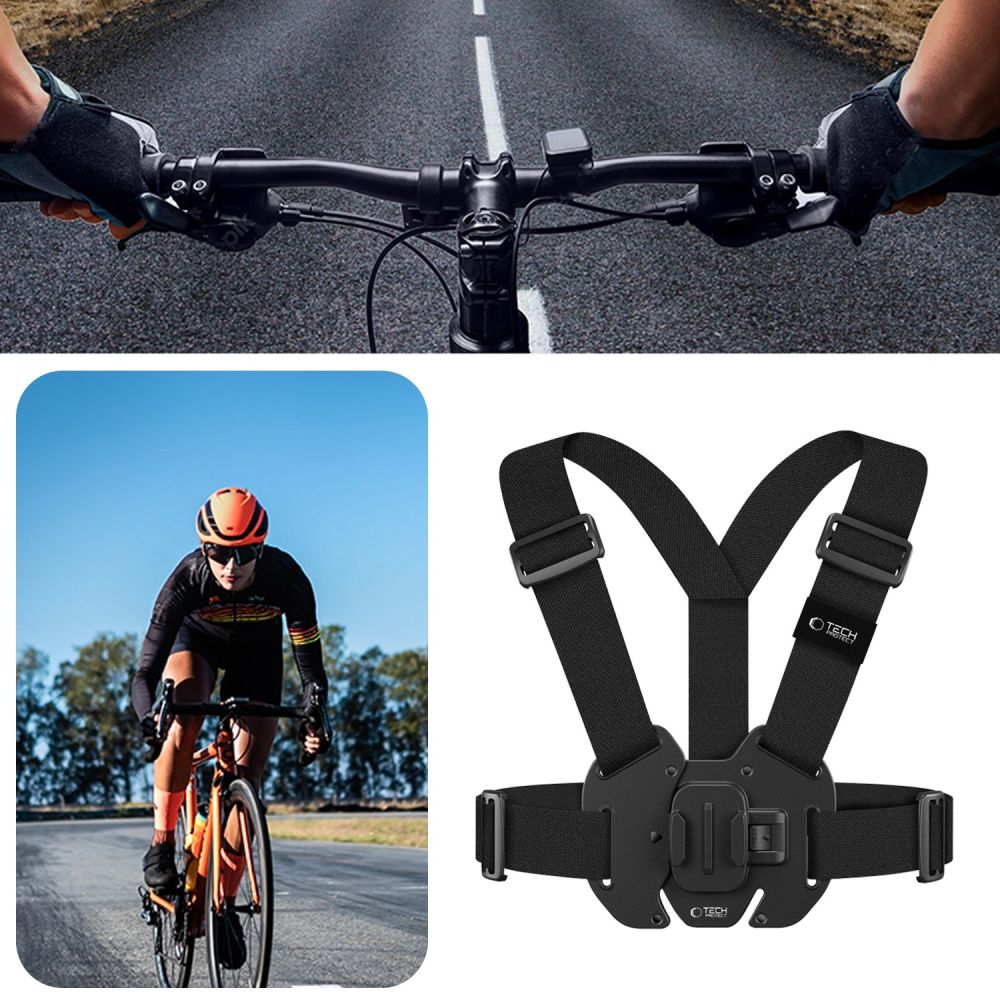 Tech-Protect GA100 krūšu stiprinājums GoPro / DJI, melns