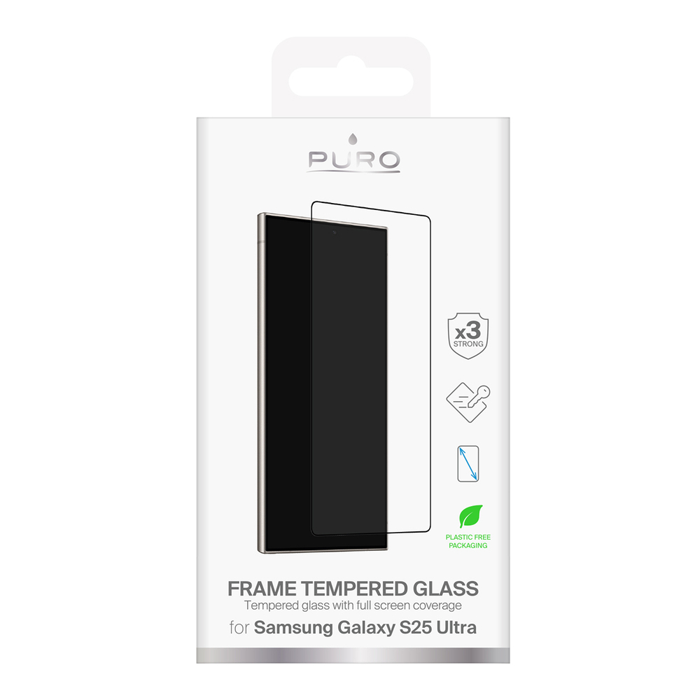 Puro Samsung Galaxy S25 Ultra aizsargstikls Frame Tempered Glass, melns