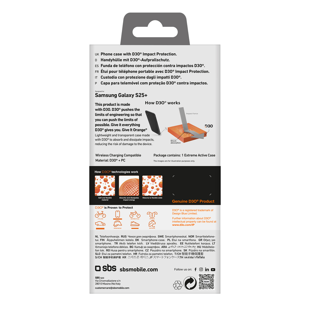 SBS Samsung Galaxy S25+ vāciņš D3O Case, caurspīdīgs
