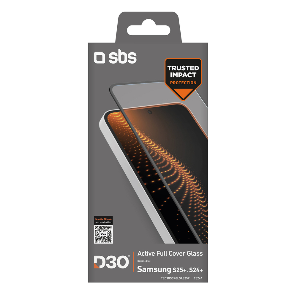 SBS Samsung Galaxy S25+ / S24+ aizsargstikls Tempered Glass D3O ar rāmi