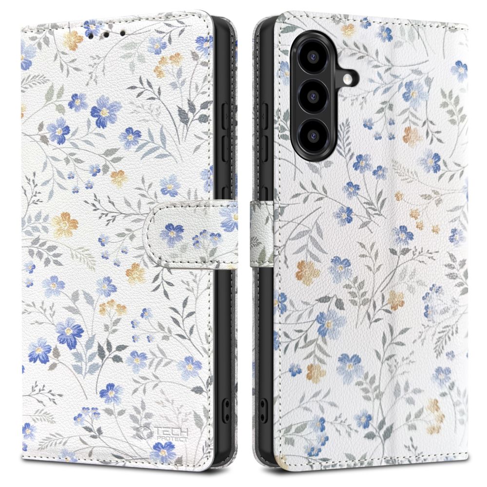 Tech-Protect Wallet atverams vāciņš Samsung Galaxy A56 5G - White Daisies