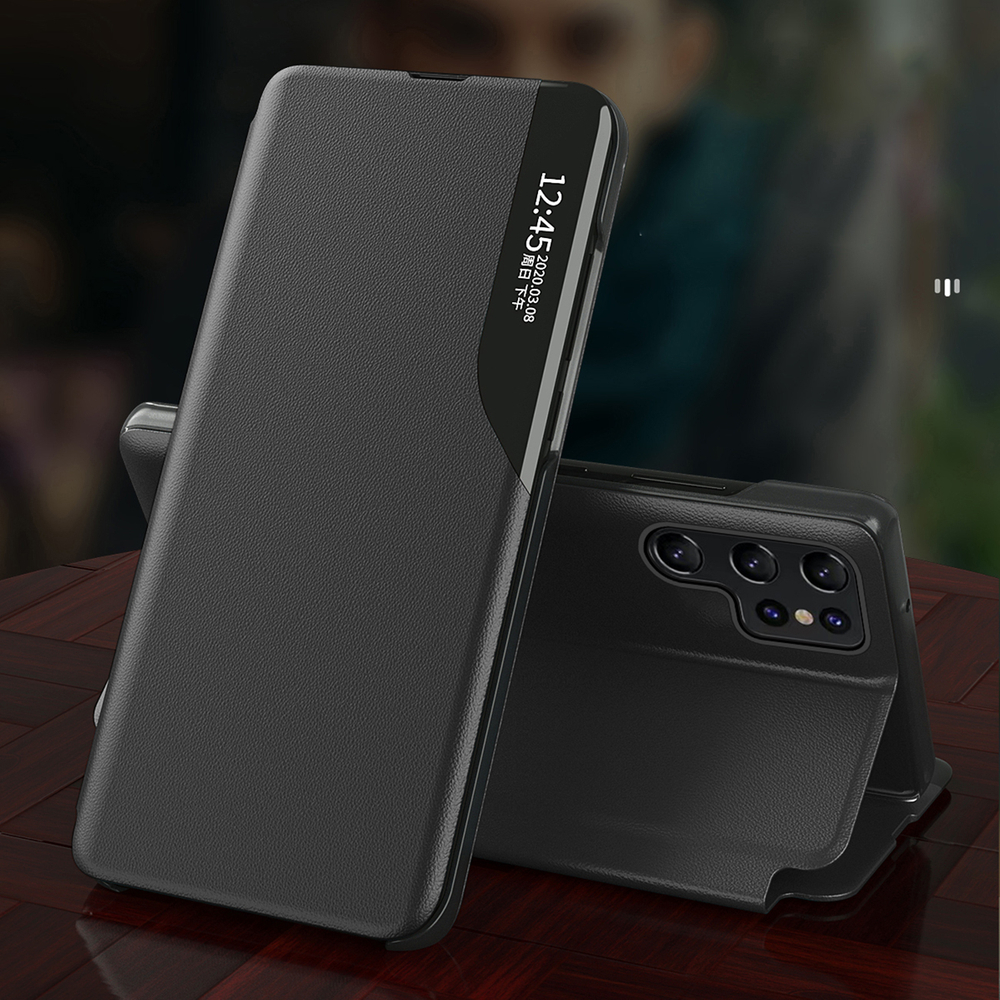 Hurtel Samsung Galaxy S24 FE atverams vāciņš maciņš grāmatiņa Eco Leather View Case, melns