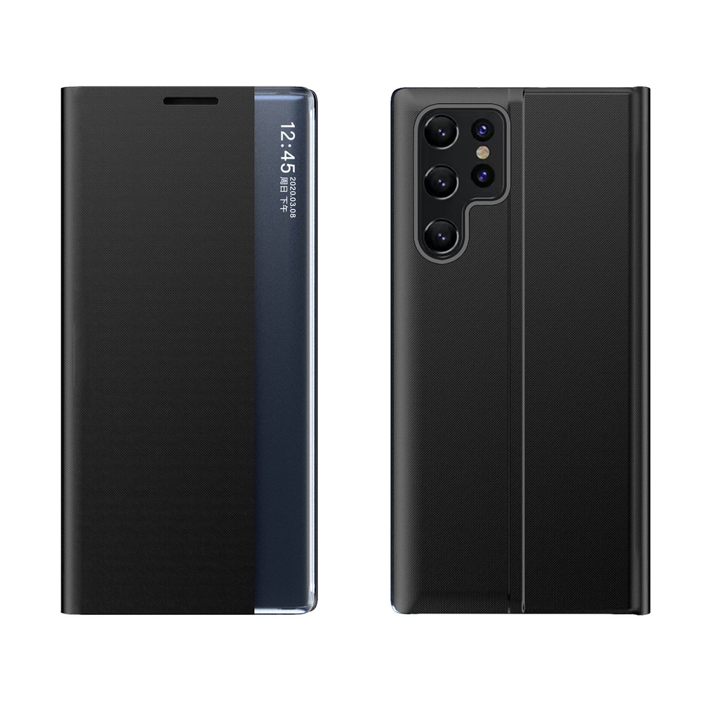 Hurtel Samsung Galaxy S24 FE atverams vāciņš maciņš grāmatiņa New Sleep Case, melns