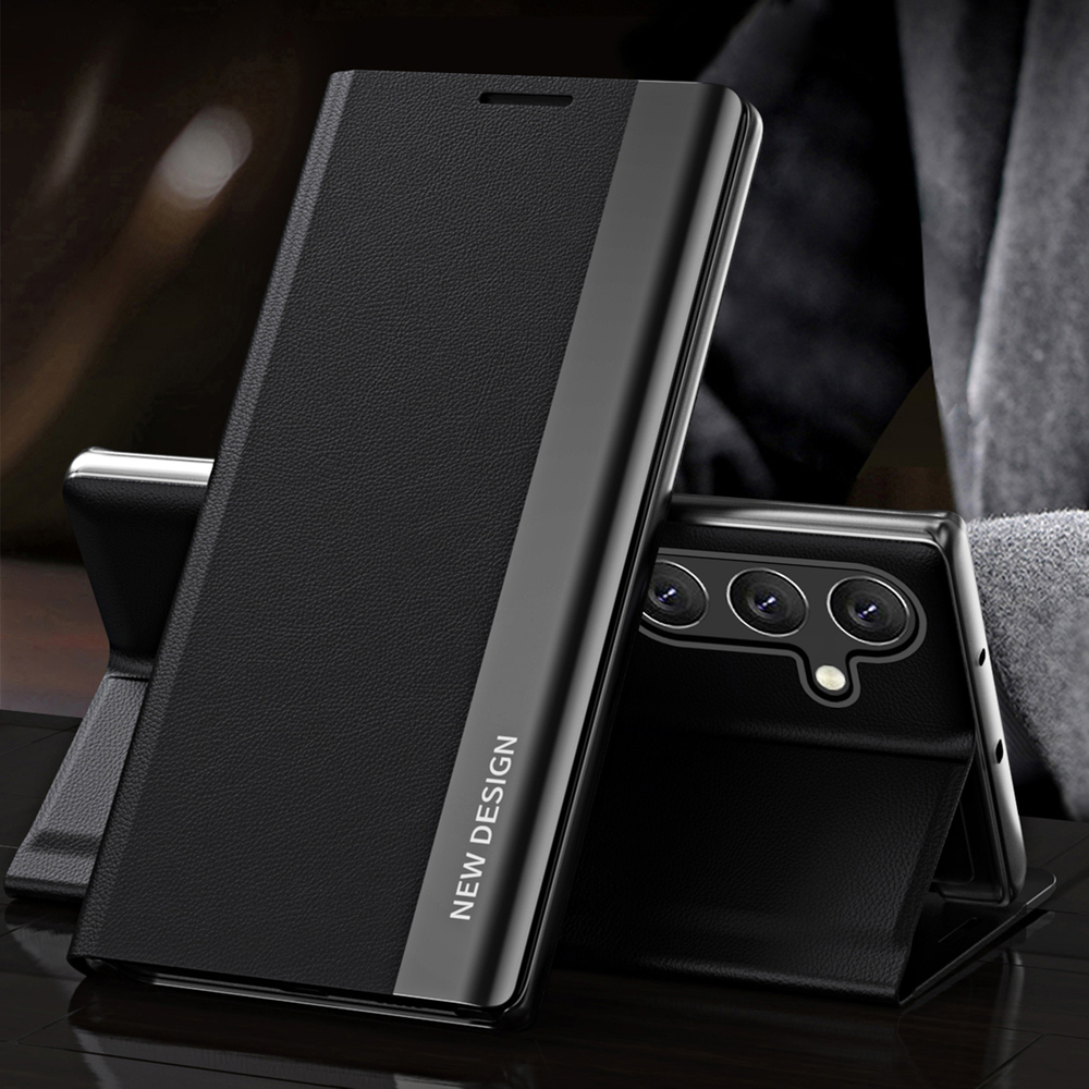 Hurtel Samsung Galaxy S24 FE atverams vāciņš maciņš grāmatiņa Sleep Case Pro, melns