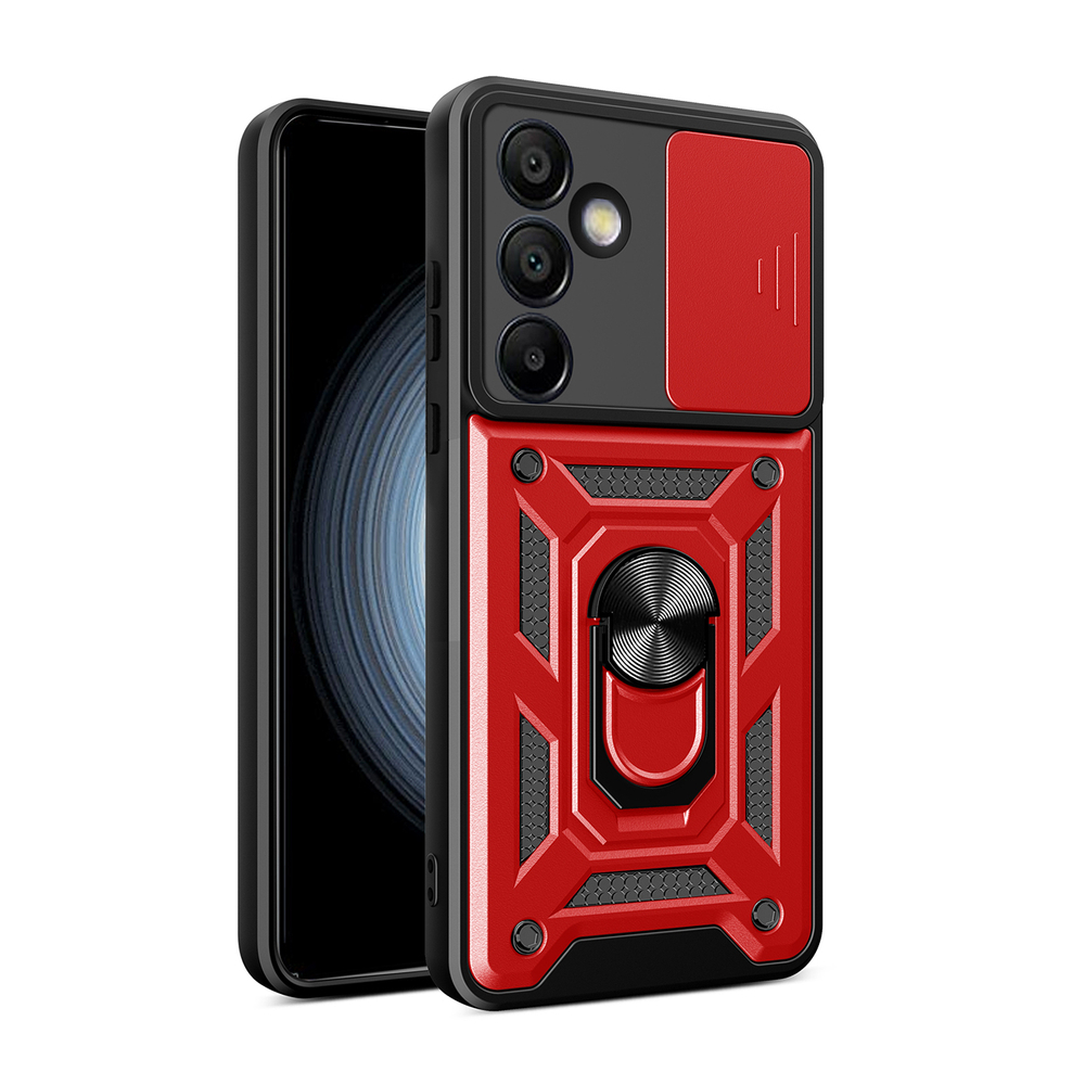 Hybrid Armor Camshield Samsung Galaxy S24 FE vāciņš ar kameras aizsargu, sarkans