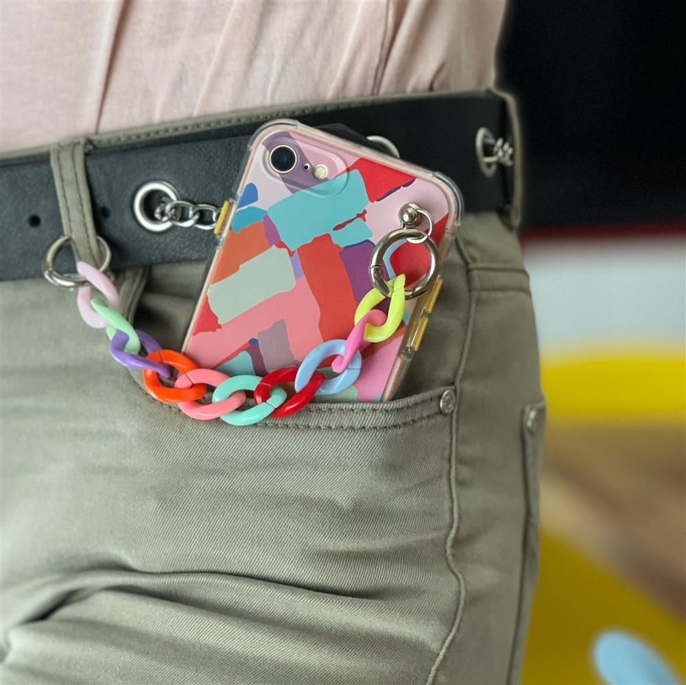 Color Chain vāciņš Samsung Galaxy S20 FE 5G ar dekoratīvu ķēdīti, daudzkrāsains