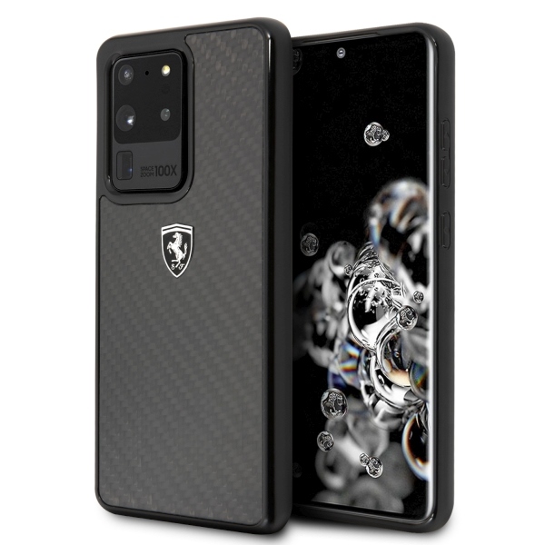 Ferrari Samsung Galaxy S20 Ultra vāciņš Carbon Heritage, melns
