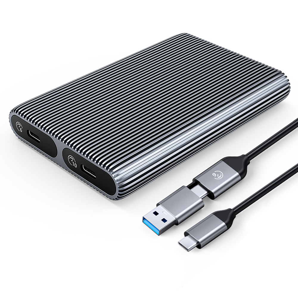 Disk Pocket 2x M.2 SATA+NVME USB-C 3.2 6Gbps/10Gbps - pelēks | grey